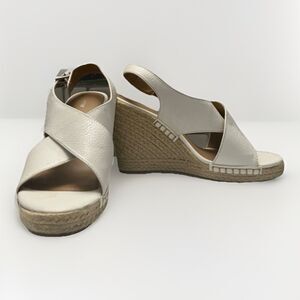 Apt 9 Womens Wedge Sandals White Espadrille Open Toe Boho Classic Resort Size 8